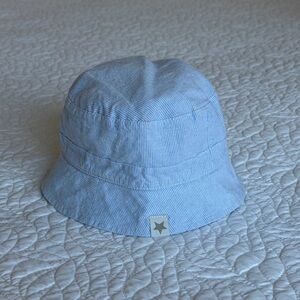 Light Blue Striped Cotton Bucket Hat